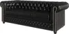 A black leather Chesterfield sofa shown from a three-quarter side view against a white background. Produktbild-Vorschau