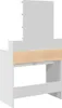 The back view of a white vanity table with a light brown shelf. Produktbild-Vorschau
