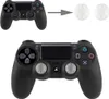 A black controller with white thumb grips shown above and a black controller with gray thumb grips shown below. Produktbild-Vorschau