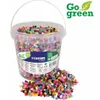 A bucket of colorful beads and some spilled beads in front of it, with a logo in the upper right corner. Náhľad obrázku produktu