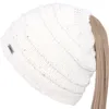 Faera Damen Wintermütze Zopfmütze Zopfloch Loch Zopf Beanie Produktbild-Vorschau 2
