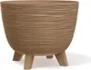 A brown planter pot with a textured surface and three legs, shown against a white background. Anteprima dell’immagine prodotto