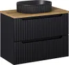 Waschtisch 80cm, in schwarz mit Eiche, gerillte Front, Produktbild-Vorschau 1