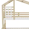 A close-up view of a wooden bunk bed with a house-shaped frame and a window detail. Anteprima dell’immagine prodotto