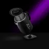 A black electric kettle with a digital display is shown with its lid open, angled diagonally against a dark background with a purple spotlight effect. Podgląd zdjęcia produktu