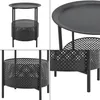 A collage of four images showing a black metal side table with a basket. Produktbild-Vorschau