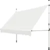 A white awning extended from a silver pole against a white background. Voir les images du produit