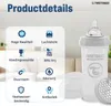 Product details for a baby bottle, with icons and text highlighting features, and a product shot of the bottle. Produktbild-Vorschau