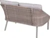 Rear view of a gray rattan daybed with light gray cushions. Náhled obrázku produktu
