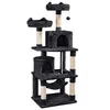 A multi-level cat tree with scratching posts, platforms, a hammock, and enclosed spaces, presented against a white background. Produktbild-Vorschau