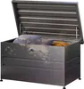An open metal storage box with pillows inside, placed outdoors. Produktbild-Vorschau