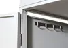 A close-up view of the interior of a metal cabinet, showing a row of hooks mounted on the wall and the hinge of an open door. Anteprima dell’immagine prodotto