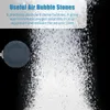 A close-up of an air bubble stone producing dense bubbles in water, with marketing text overlay. Produktbild-Vorschau