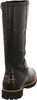A black leather boot shown from the back. Voir les images du produit
