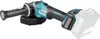 A cordless angle grinder with a battery pack attached, shown from a side angle on a white background. Voir les images du produit