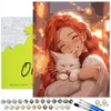 Oh Art! Malen nach Zahlen Mädchen mit Katze 40x50 cm Produktbild-Vorschau 1