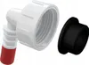 A white plumbing fitting with a red cap and a black gasket are shown against a white background. Produktbild-Vorschau