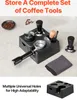 A black coffee tool organizer station with various coffee tools displayed on a light gray surface. Anteprima dell’immagine prodotto