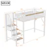 A diagram of a white metal loft bed with stairs, showing various dimensions. Anteprima dell’immagine prodotto