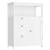 A white bathroom cabinet with three drawers and a single door. Produktbild-Vorschau
