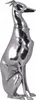 A silver-colored sculpture of a greyhound dog sitting. Produktbild-Vorschau