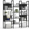 Libreria Relaxdays, 14 ripiani, effetto legno e metallo, Anteprima dell’immagine prodotto 1