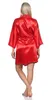 Damen Morgenmantel kurzer Kimono Satin mit Spitze;  Rot/S Produktbild-Vorschau 5