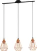 A product shot of a three-light pendant lamp. Voir les images du produit