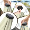 Collage of images showing how to attach a solar panel to a beige umbrella. Náhled obrázku produktu
