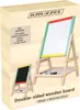The image shows the packaging of a double-sided wooden board for children, with a depiction of the product on the front. Náhľad obrázku produktu