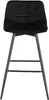 A black bar stool with a velvet seat and metal legs, shown from the front on a white background. Produktbild-Vorschau