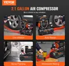 Collage of four images showing an air compressor being used for different tasks. Produktbild-Vorschau