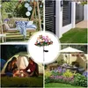 A collage of four different outdoor scenes, including a garden swing, a modern fence, a camping scene, and a patio with flowers. Náhled obrázku produktu
