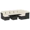 vidaXL 10-tlg. Garten-Sofagarnitur mit Kissen Schwarz Poly Produktbild-Vorschau 1