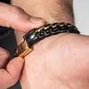SERASAR | Bracciale in pelle da uomo [Acciaio] con doppia Anteprima dell’immagine prodotto 5