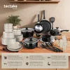 tectake® Küchenstarterset Steingutservice 30-tlg, Topfset Produktbild-Vorschau 2