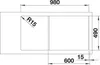 A technical drawing of a sink with dimensions indicated. Náhled obrázku produktu
