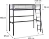 Letto a soppalco in metallo "Alora" - 90 x 190 cm - Nero Anteprima dell’immagine prodotto 3