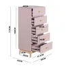 A diagram of a pink chest of drawers with dimensions indicated by text and lines. Náhled obrázku produktu