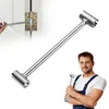 A tool for adjusting door hinges, shown with a person and a close-up of its use. Produktbild-Vorschau