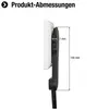 A side view of a black power strip with dimensions indicated. Produktbild-Vorschau
