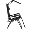 A black zero gravity chair with a canopy and a side table, shown from the side. Anteprima dell’immagine prodotto