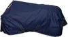 A dark blue horse blanket with gold trim is shown laid out on a white background. Produktbild-Vorschau