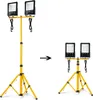 A comparison of a tall tripod work light and a shorter tripod work light. Voir les images du produit