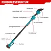 A diagram showing the structure of a pole saw with labels in German. Produktbild-Vorschau