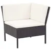 3-tlg. Garten-Lounge-Set mit Auflagen Poly Rattan Schwarz Produktbild-Vorschau 3
