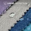 Close-up of fabric swatches with water droplets, demonstrating liquid protection. Produktbild-Vorschau