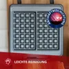 Close-up of a waffle maker with a promotional overlay about easy cleaning and non-stick coating. Produktbild-Vorschau