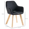 A black armchair with wooden legs, with dimensions indicated by white lines and text. Náhled obrázku produktu
