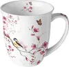 Tasse 10cm Porzellan mit Kirschblüten & Vogel Motiv Rosa / Produktbild-Vorschau 1